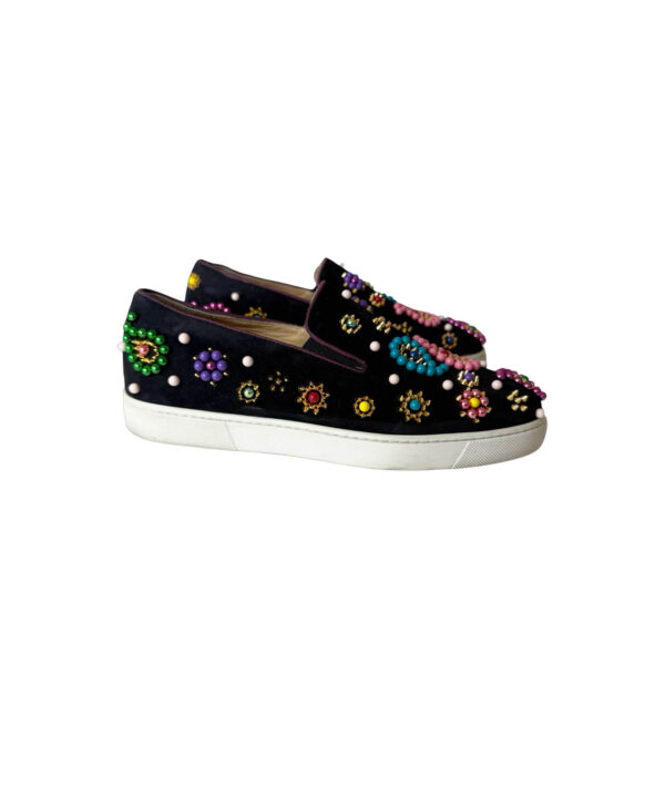 Christian Louboutin Black Boat Candy Suede Slip-on Loafers (Size 39)