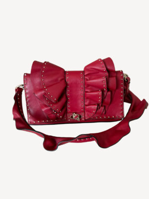 Red Valentino Very V Ruffled Leather Shoulder Bag
