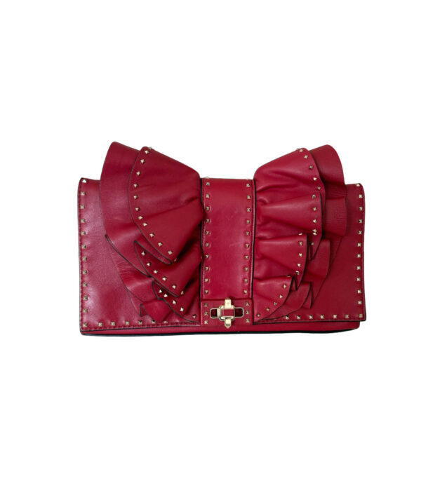 Authentic Red Valentino Very V Ruffle-Trimmed Shoulder Bag