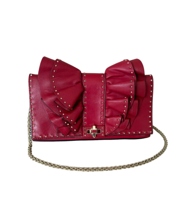 Valentino Very V Ruffled Leather Shoulder Bag