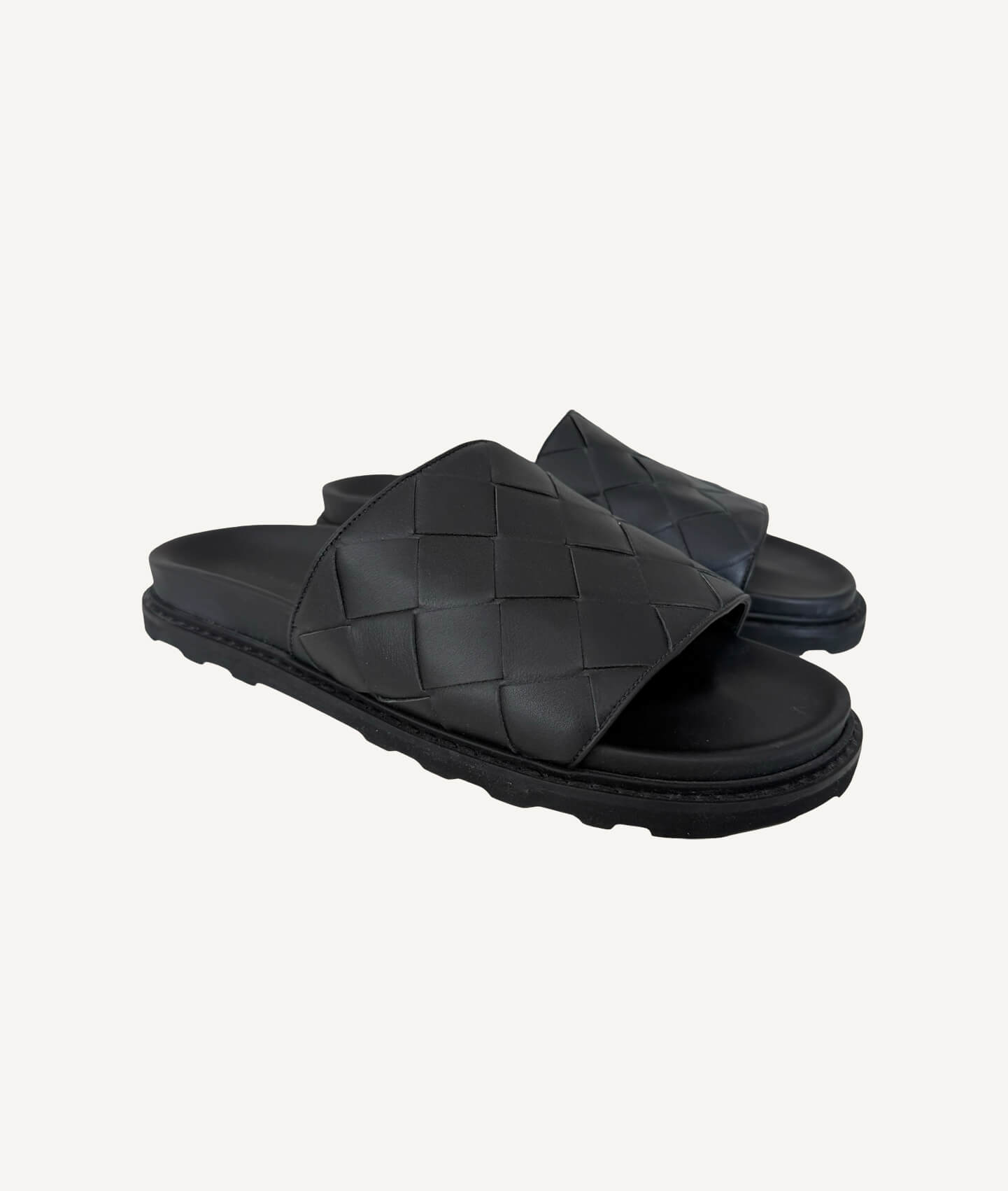 Bottega Veneta Men’s Speedster Slippers in Black with Chunky Sole