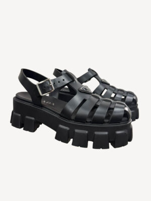 Prada Monolith Rubber Platform Sandals in Black with Chunky Sole
