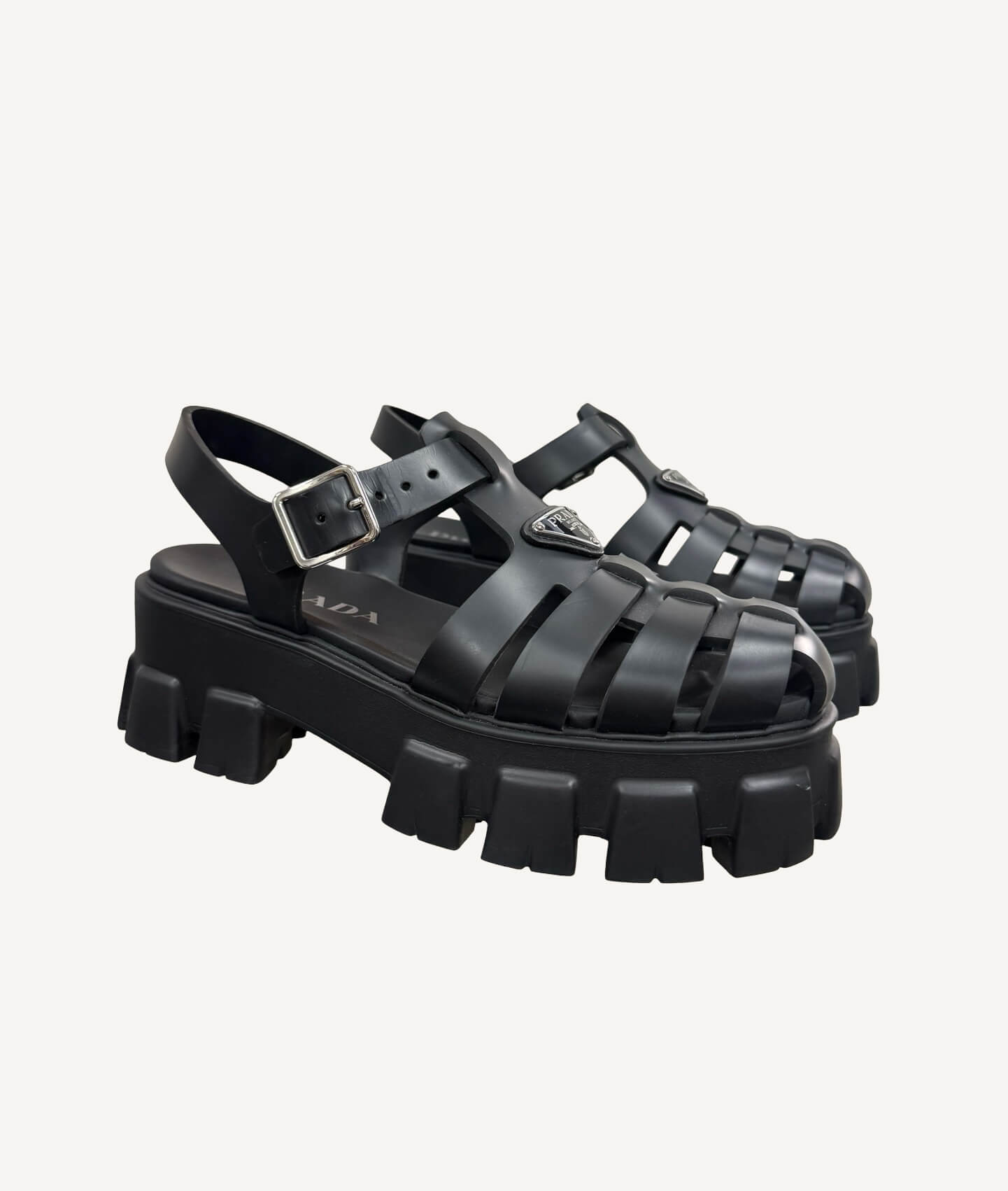 Prada Monolith Rubber Platform Sandals in Black with Chunky Sole