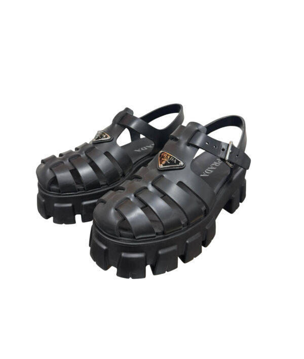 Prada Monolith Rubber Platform Sandals in Black with Chunky Sole