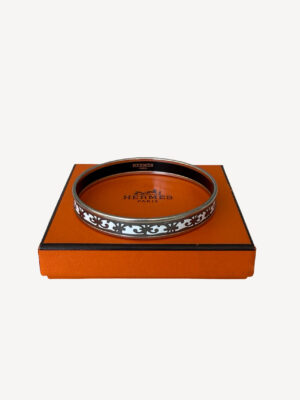 Hermès Balcons du Guadalquivir enamel bangle with palladium-plated finish