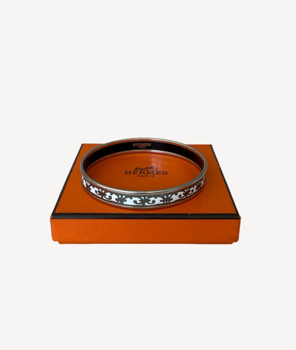 Hermès Balcons du Guadalquivir enamel bangle with palladium-plated finish