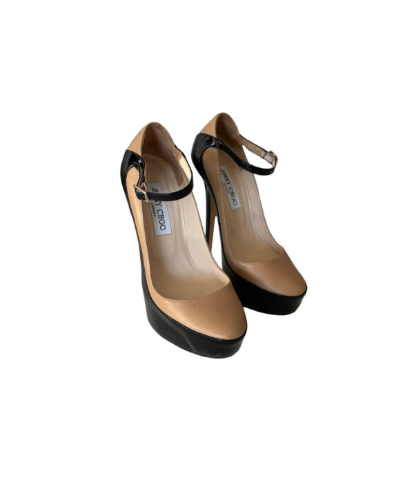 Jimmy Choo Siskin two-tone patent and leather pointed toe stiletto pumps