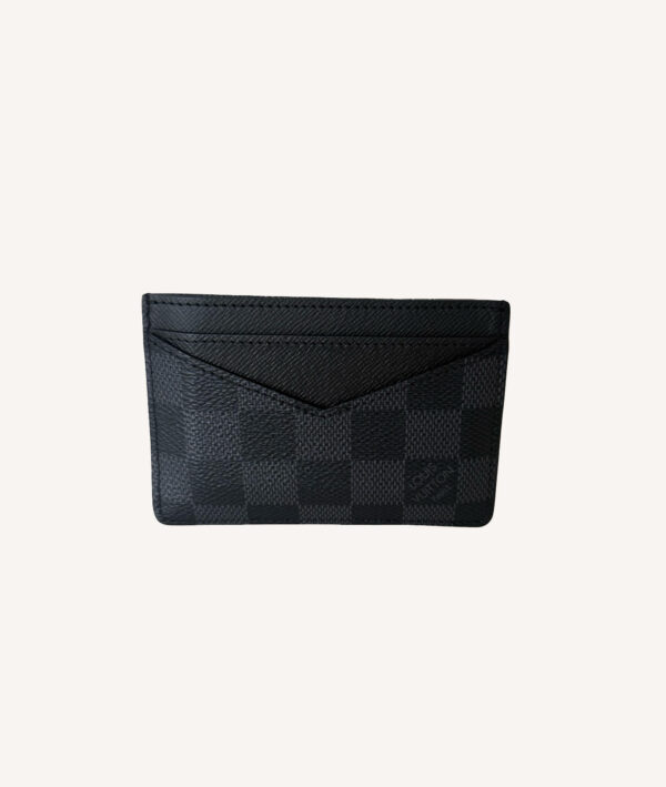 Luxury men’s Louis Vuitton card wallet Neo Porte-Cartes slim design in Damier Graphite