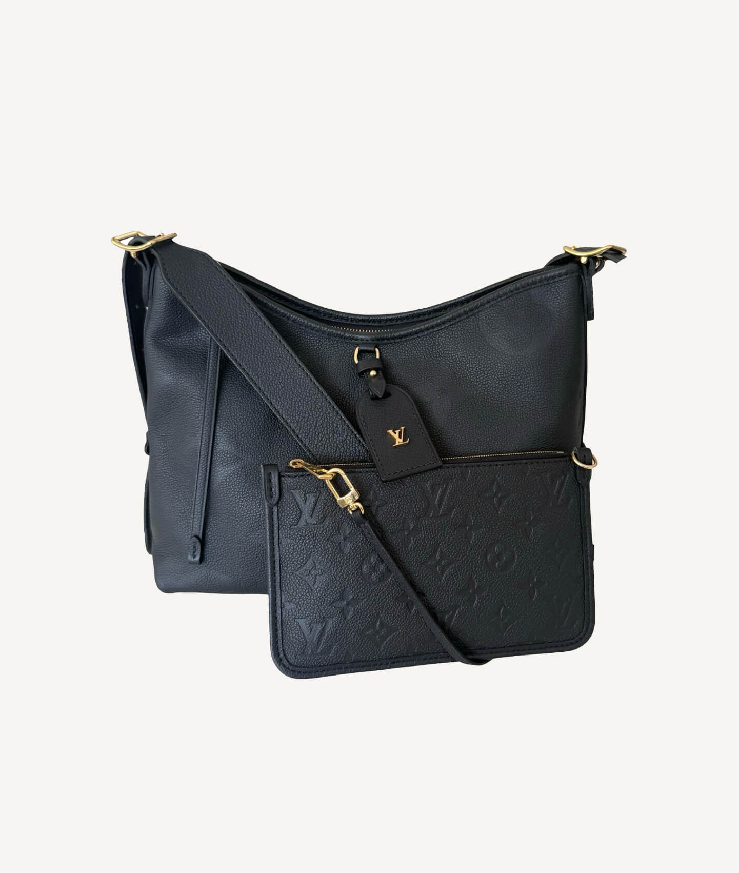 Louis Vuitton Carryall PM Monogram Empreinte black leather handbag with detachable pochette