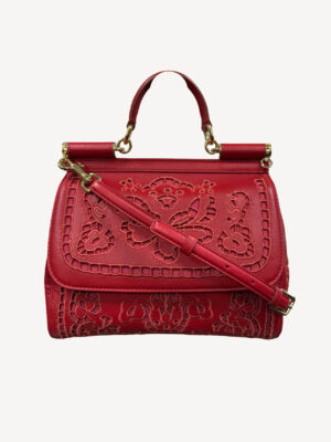 Dolce & Gabbana Miss Sicily handbag with floral eyelet embroidery and gold hardware