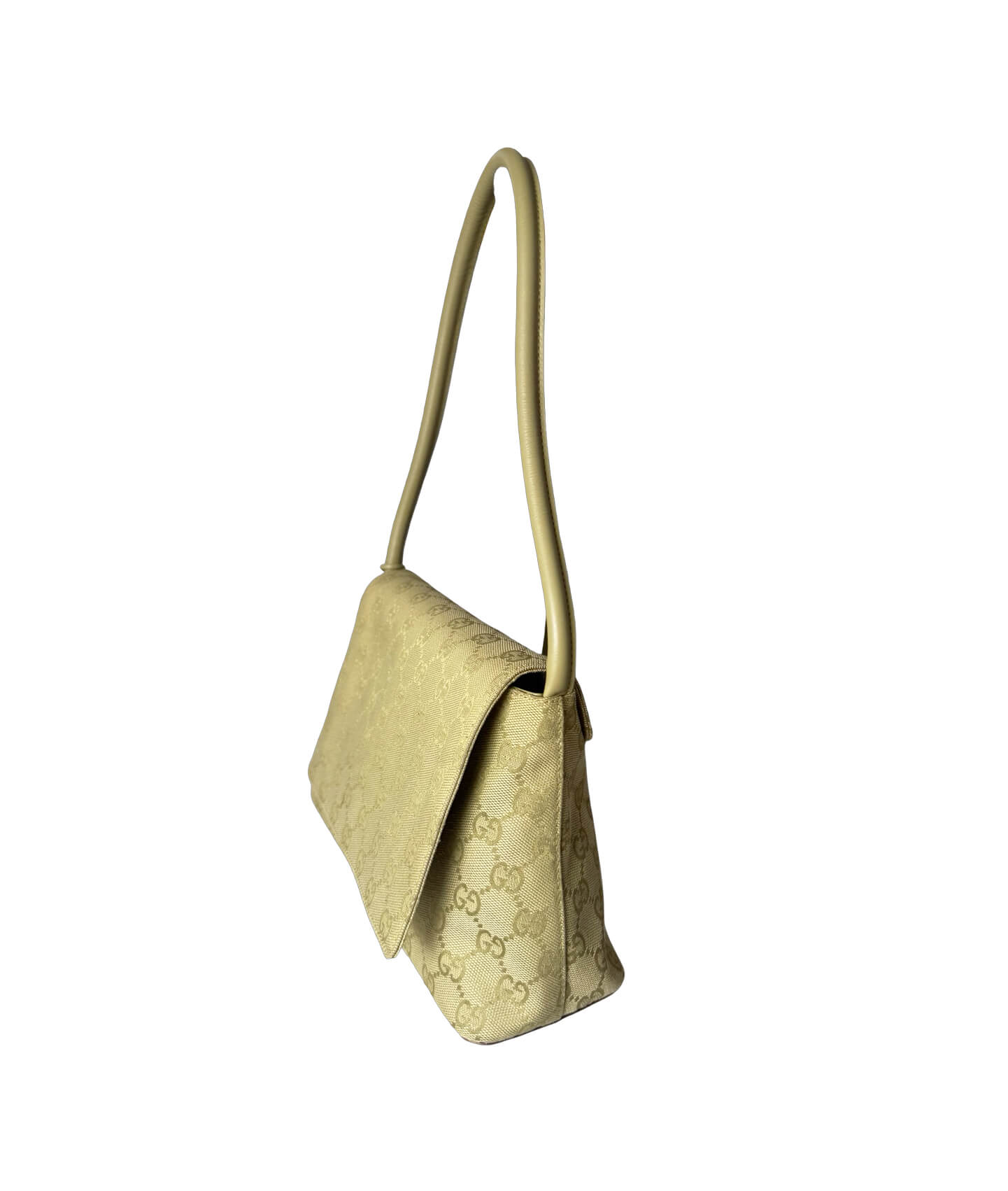 Gucci shoulder bag featuring beige GG monogram print and coordinating accessory pouch