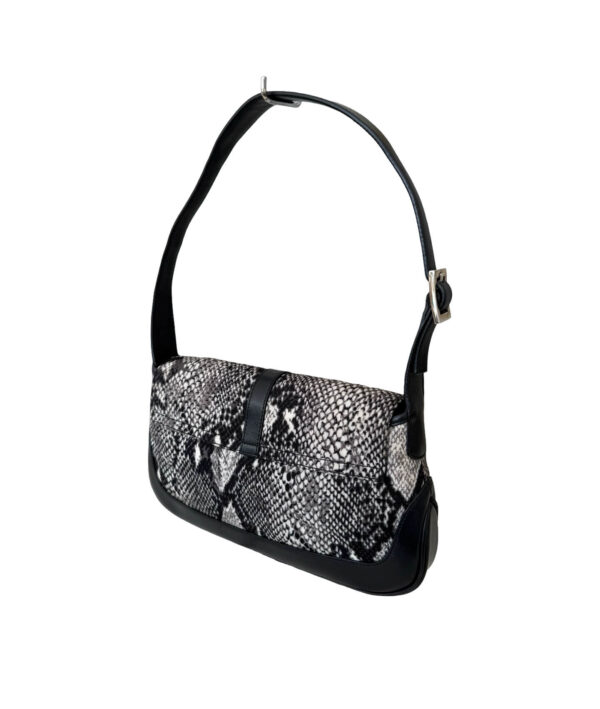 Vintage Gucci Jackie Hobo Bag with Snake Print Fabric and Silver Piston Lock