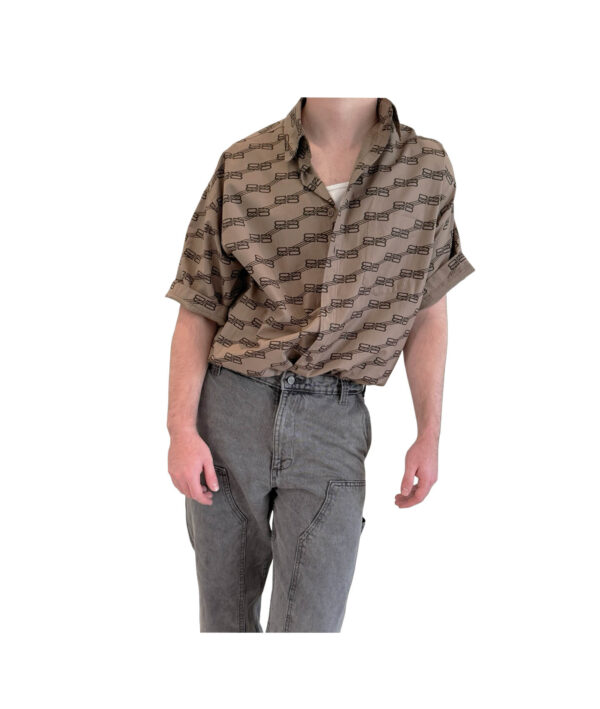 Balenciaga logo-print cotton short-sleeve shirt featuring BB monogram motif and casual fit.