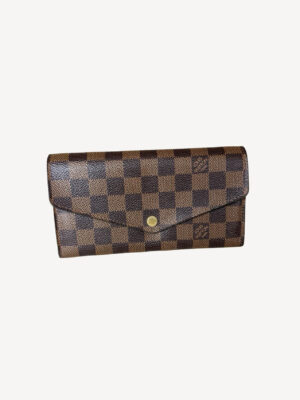 Louis Vuitton Sarah Wallet Damier Ebene with pink interior and gold hardware