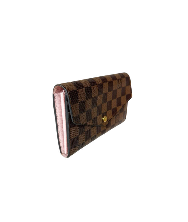 Louis Vuitton Sarah wallet in brown Damier Ebene canvas with pink inside