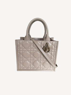 Christian Dior Desert Taupe Macrocannage Book Tote Small in quilted leather