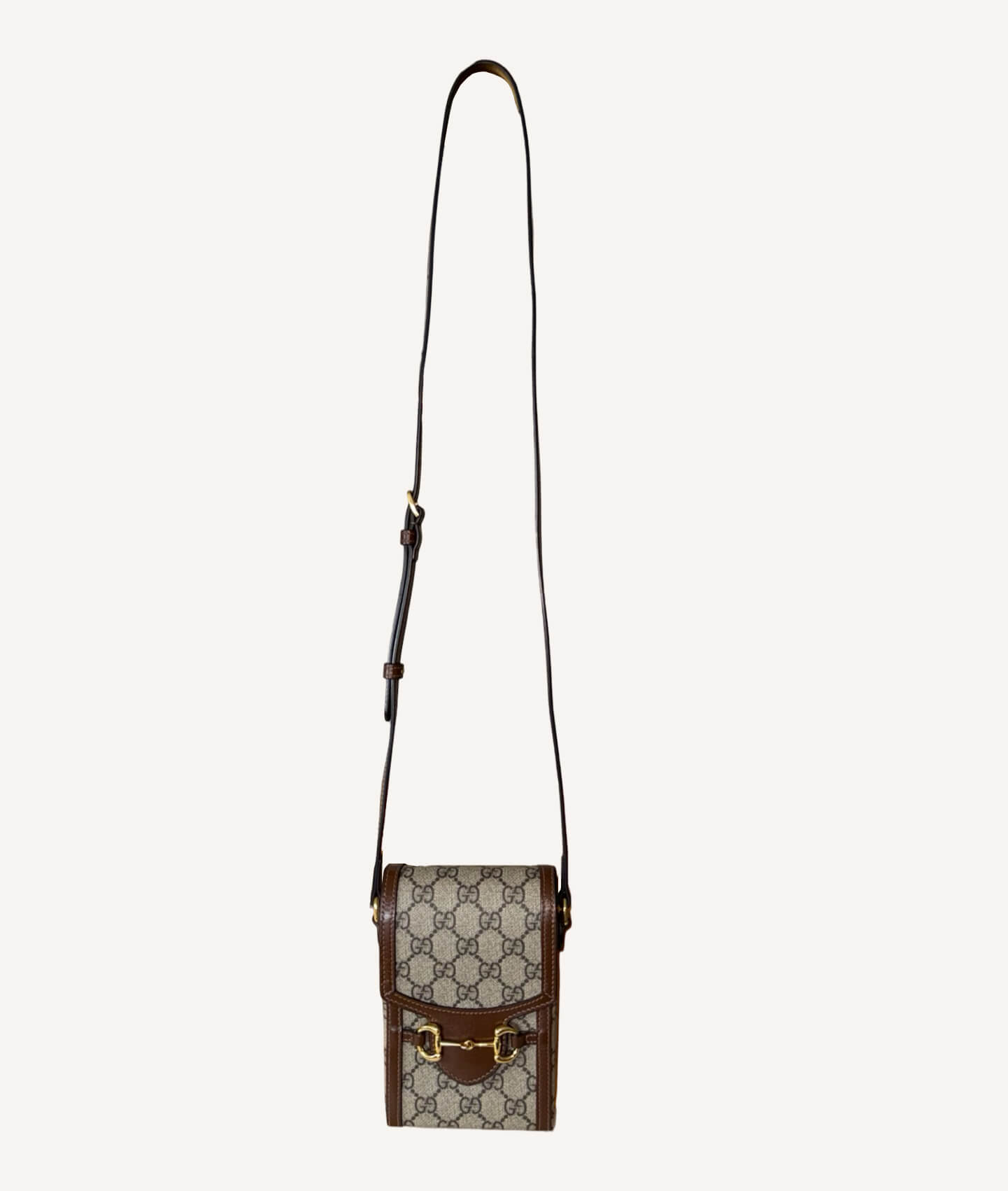 Gucci Horsebit 1955 mini bag in beige and brown GG Supreme canvas