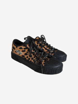 Marc Jacobs printed canvas sneakers with leopard pattern and black rubber sole